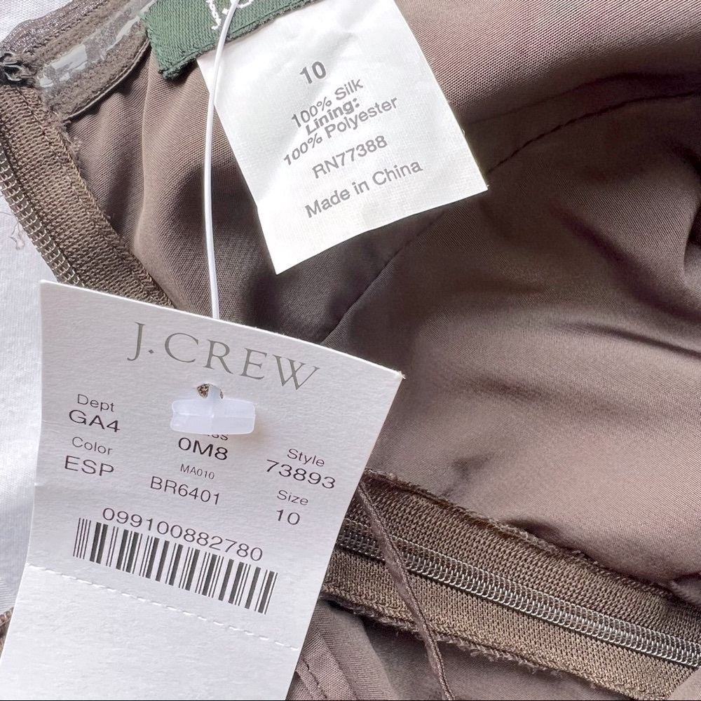 J.Crew Strapless 100% Silk Strapless Brown Dress in Size 10 - Picture 10 of 11